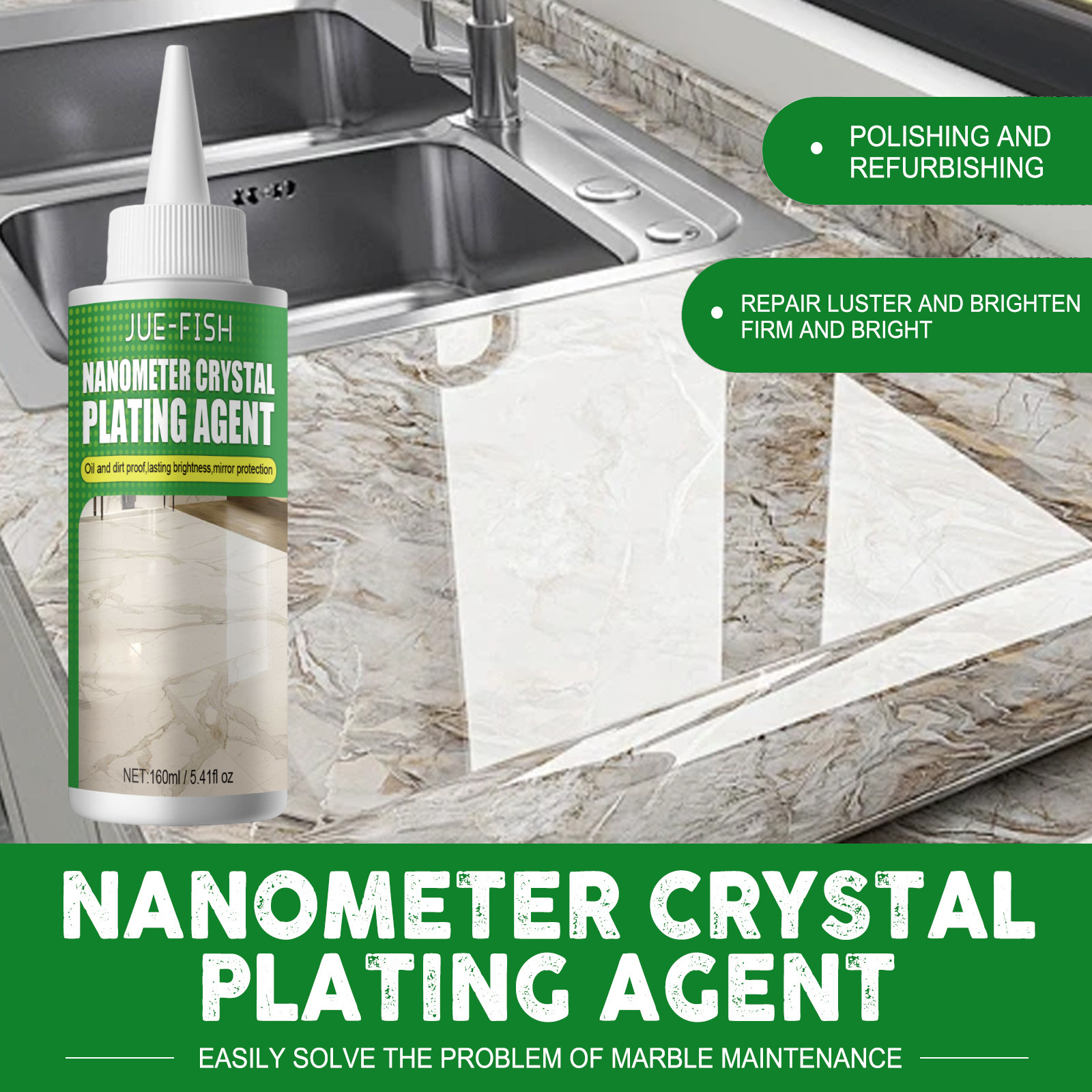 Jue-Fish Stone crystal coating agent, new bright marble polishing nano-crystalline liquid, tile scratch repair details Picture