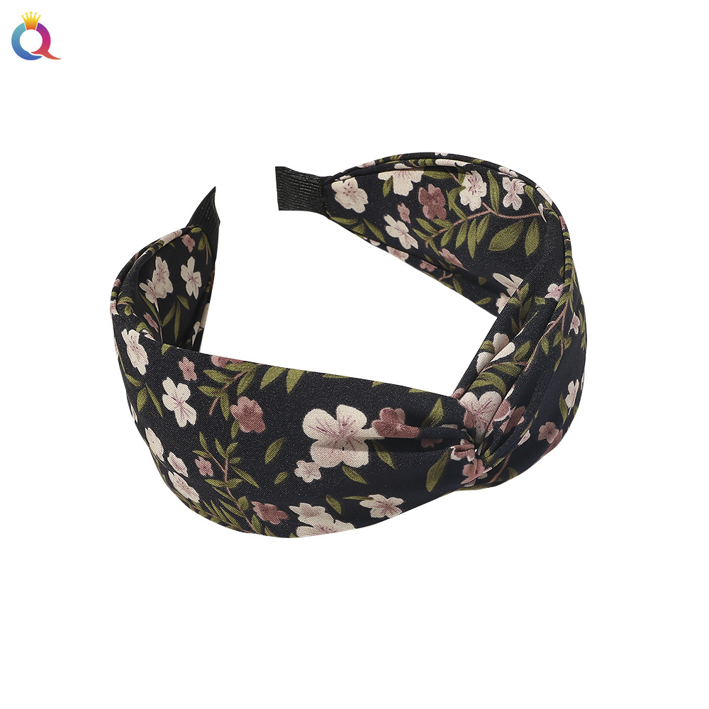Qiyue Korean version new floral hair band wide edge cross fairy face washing hair accessory, women's headband hair clip Item Picture