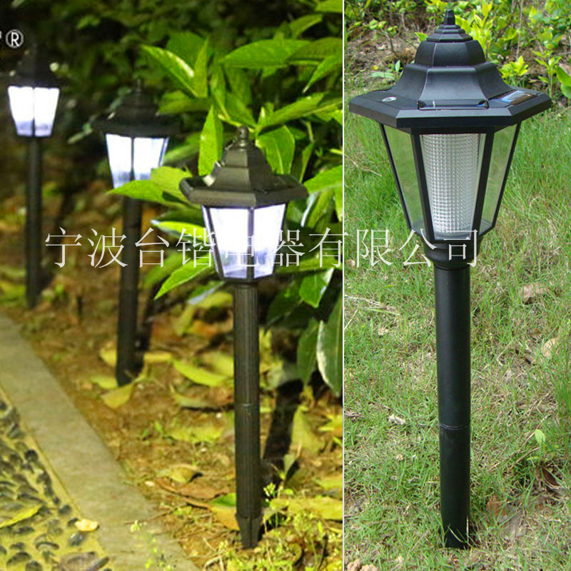 Solar-powered courtyard hexagonal lamps, hexagonal court floor lamps, solar-powered outdoor lawn lamps, garden decorative lamps, energy-saving Specification drawing