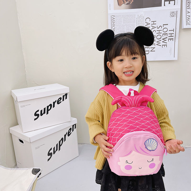 The manufacturer wholesals the latest trendy children's mermaid kindergarten double backpacks, which are cartoon, cute, lightweight and super light for girls Specification drawing