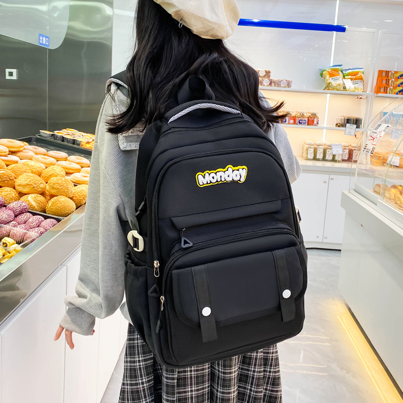 Wholesale schoolbags for female high school students, Korean style Instagram retro large-capacity backpacks, Japanese style simple forest-style backpacks Specification drawing