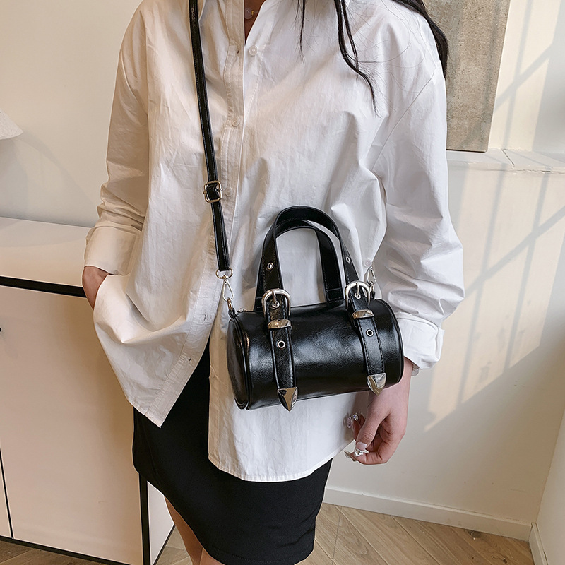 Retro and fashionable hand-held cylindrical bag for women, 2025 new style casual and high-end crossbody bag, stylish and versatile single-shoulder bag Specification drawing