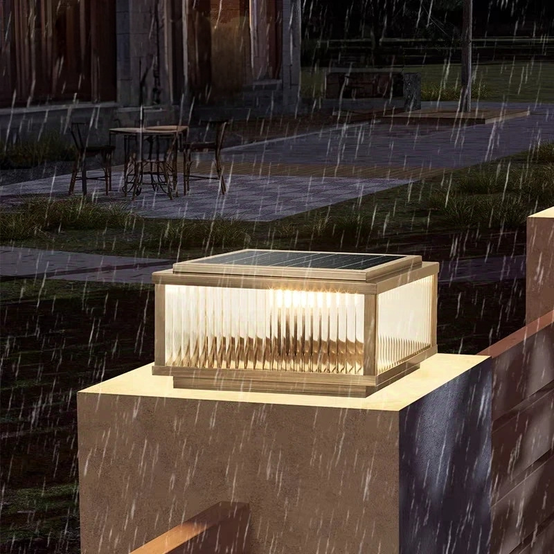 All-copper solar column head lamp, outdoor waterproof courtyard lamp, villa fence lamp, simple column lamp, gate column lamp Specification drawing