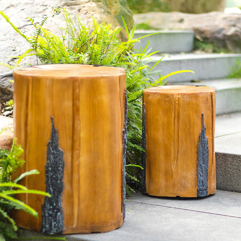 LED simulation tree stump lights, wooden stump lights, solar park landscape lights, outdoor waterproof courtyard lights, villa lawn lights Specification drawing