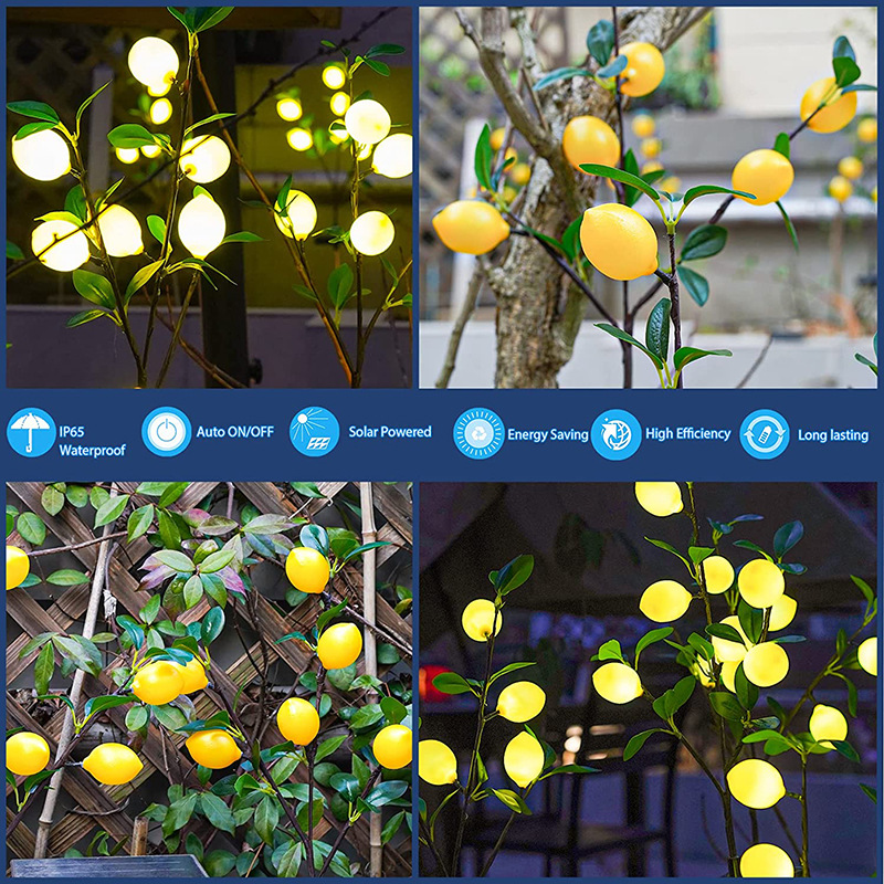 New cross-border Amazon solar lemon lamp, lawn, courtyard, outdoor landscape and atmosphere LED night light Specification drawing