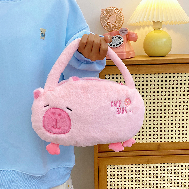 Cross-border Cute 2024 Backpack, plush Capybara cartoon Capybara doll, schoolbag, fresh and cute Specification drawing