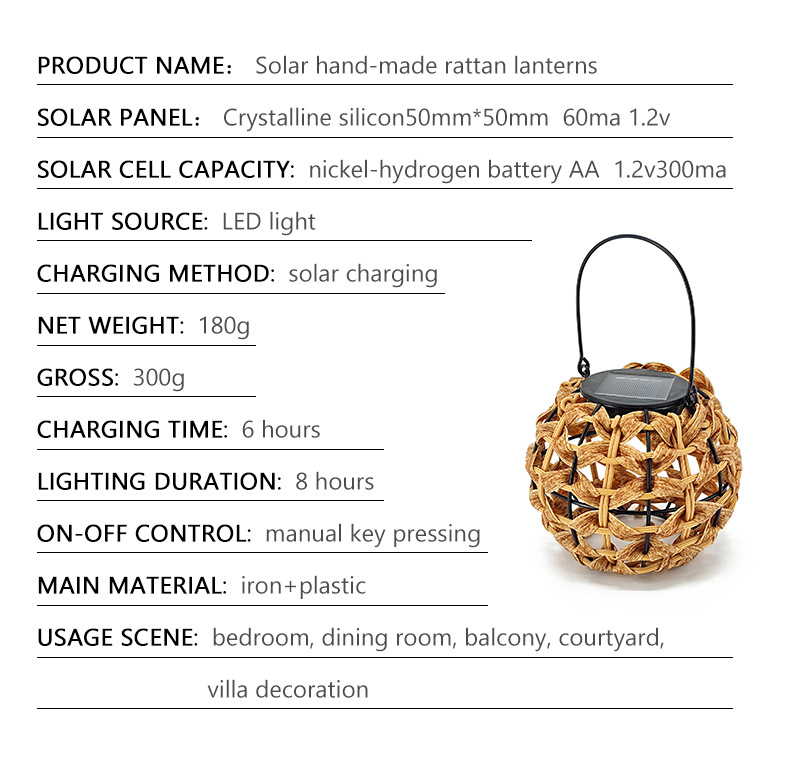Cross-border outdoor waterproof creative hollowed-out lantern LED white light household villa garden landscape solar lawn light Specification drawing