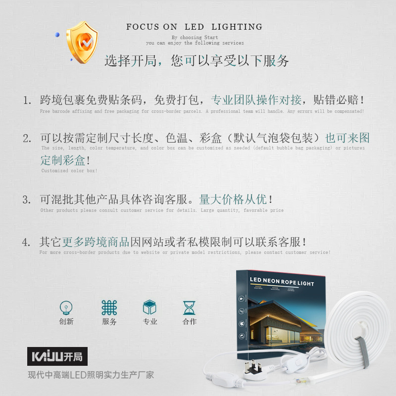 220V LED flexible neon silicone light strip, RGB seven-color light strip, outdoor lighting, music flashing, ambient light strip details Picture