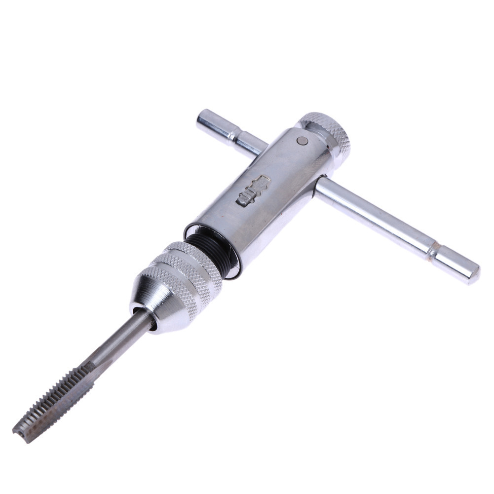 T-type ratchet tap hinge, tap wrench hinge with 5PC tap set M3-8/M5-12 Specification drawing