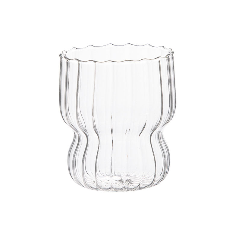 Cute striped chubby cup, home ice cream cup, milk breakfast oatmeal cup, creative high borosilicate glass water cup Item Picture