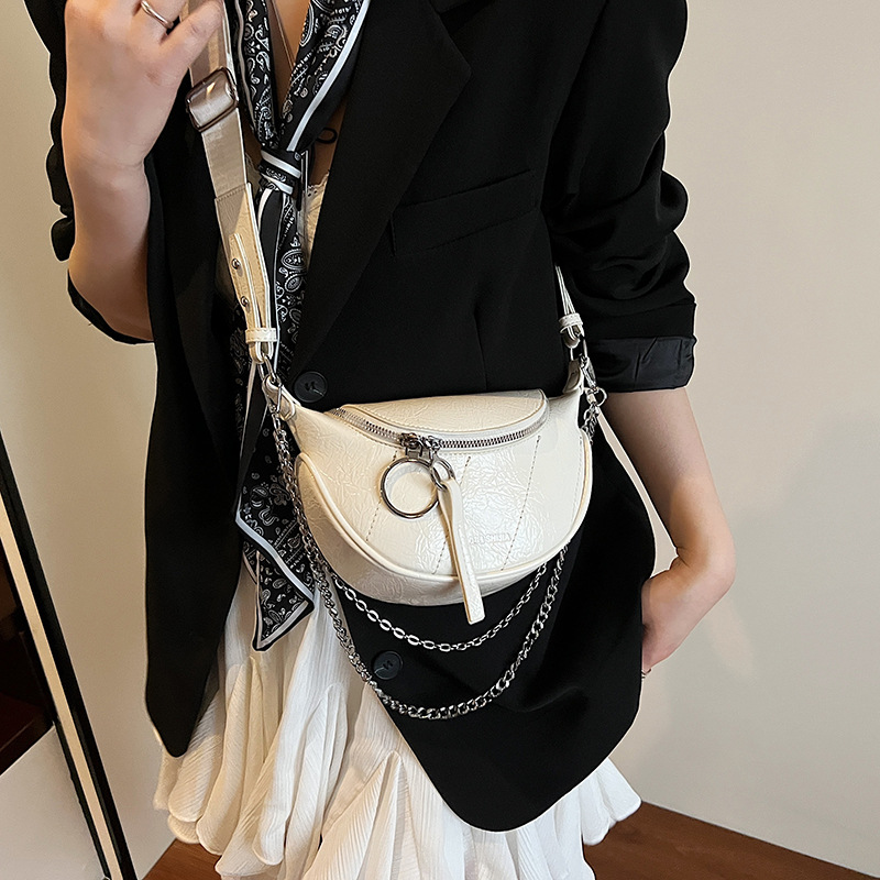 New Spring/Summer 2025 fashionable and trendy simple single-shoulder crossbody bag for women, solid color simple chain versatile saddle bag for women Specification drawing