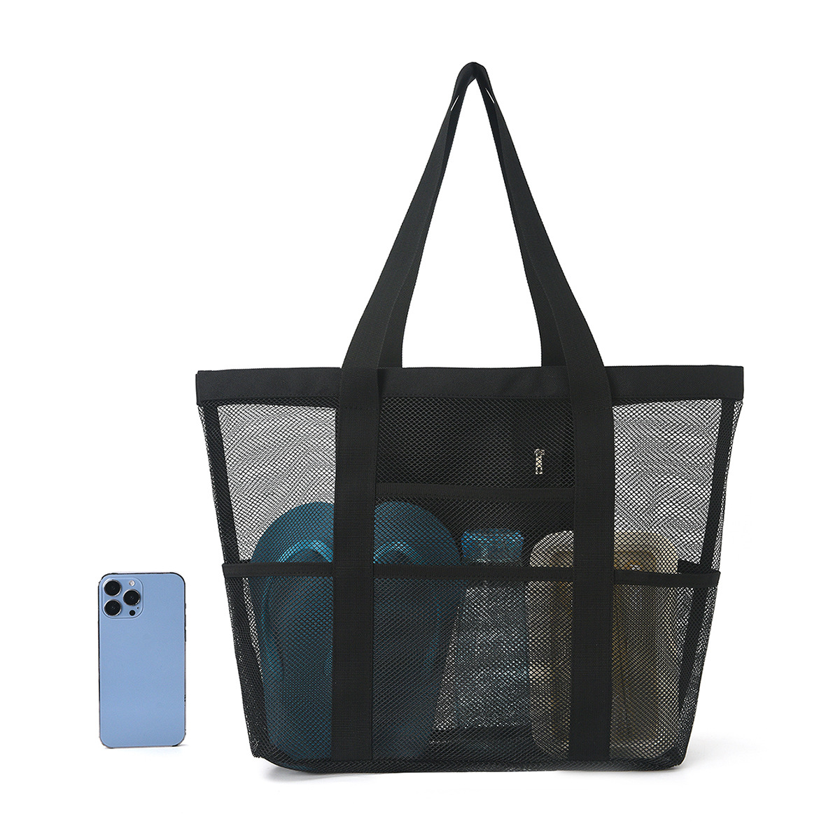Amazon-style large-capacity toy storage 8-pocket bathroom bag, hand-held shoulder beach bag storage bag, bath bag Specification drawing