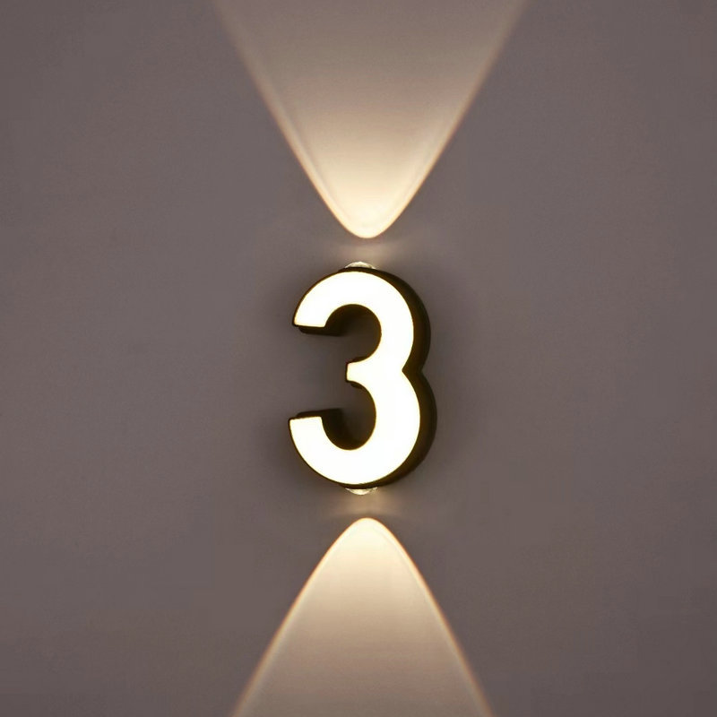 Modern and simple Nordic style living room LED outdoor garden lamp, 0-10 number letter waterproof outdoor wall lamp Specification drawing