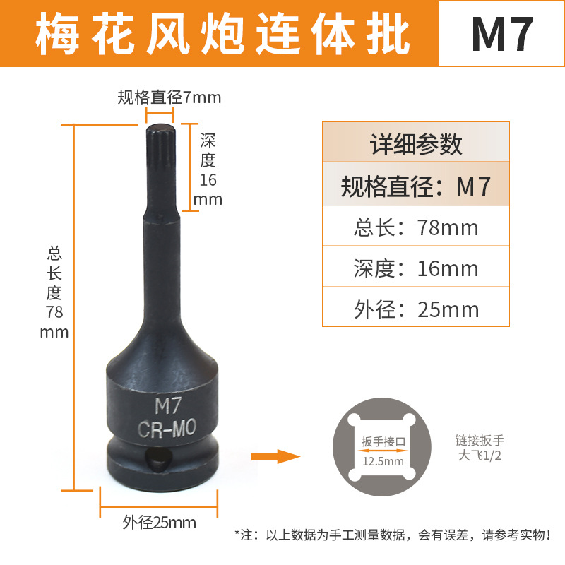 Wind cannon screwdriver head 1/2 Large flying integral screwdriver head Pneumatic hexagon socket socket set Extended pneumatic wrench H19 undefined