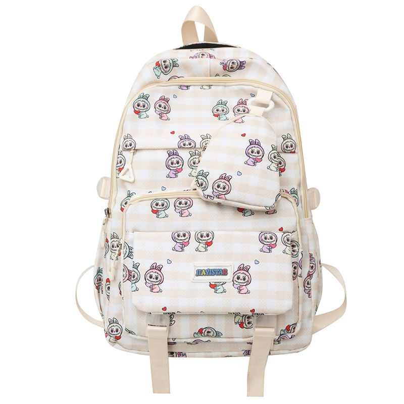 Large-capacity cute backpacks for classes, back-to-school season for junior high and senior high school schoolbags, printed cartoon rabbit girl backpacks Item Picture