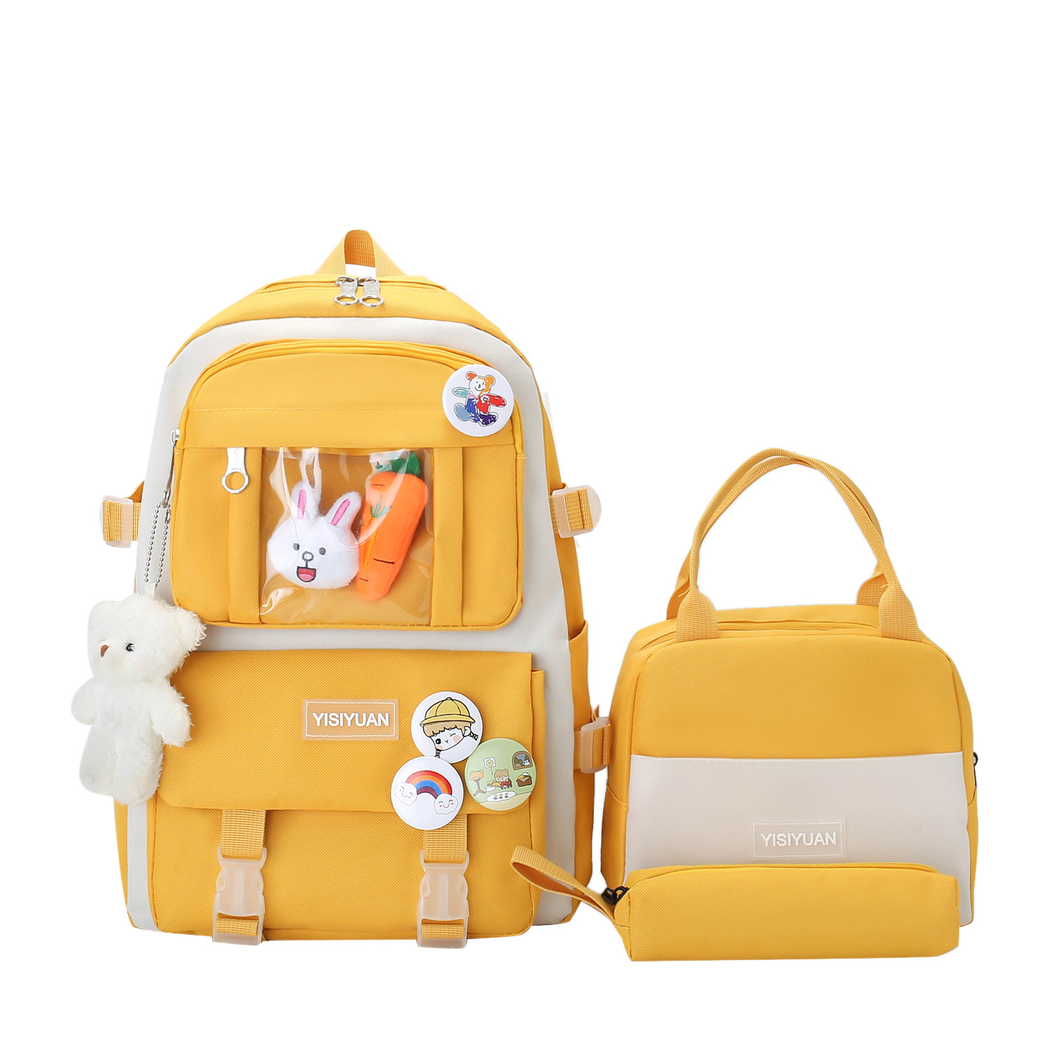 New cross-border schoolbag, Korean version large-capacity backpack, casual canvas backpack, female hand-held student insulated bag, meal bag Item Picture