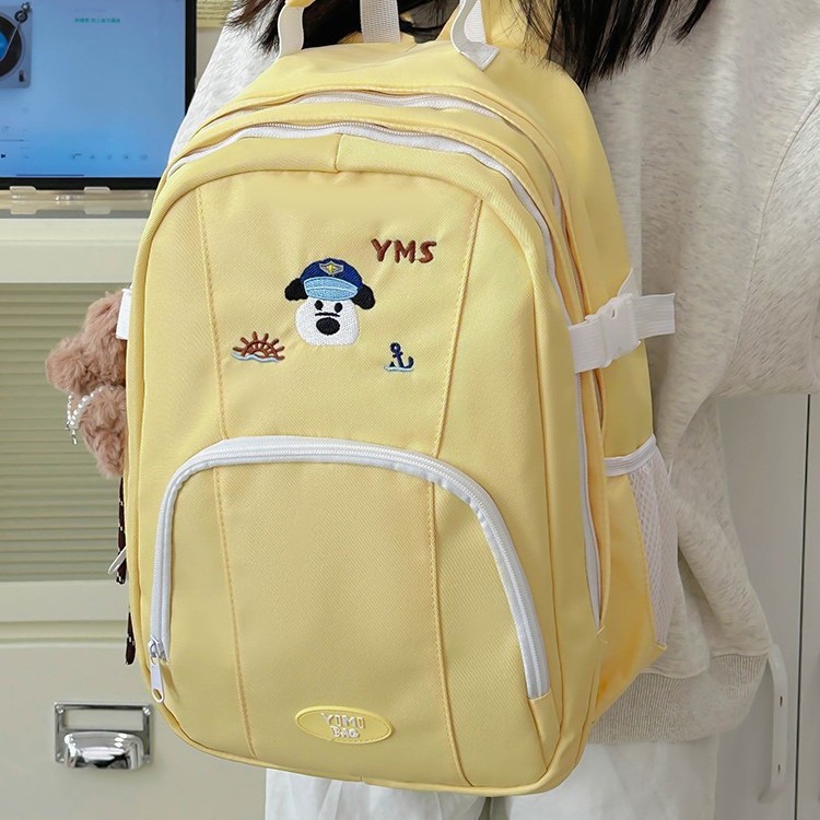 Junior high school girl's schoolbag, Korean style Instagram casual forest style, versatile, high appearance level girl's backpack, cute puppy backpack Specification drawing