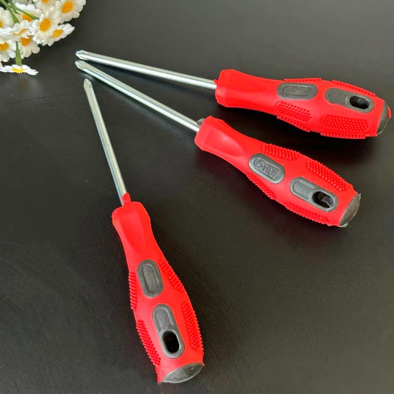 Red massage handle screwdriver, cross-head screwdriver, hardware tools, screwdriver, 1-yuan store, 2-yuan store supply full figure