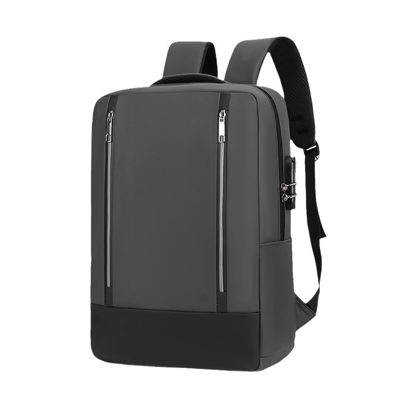 Waterproof leather film business men's commuting backpack, simple and fashionable computer bag, large-capacity anti-theft casual backpack for men Item Picture
