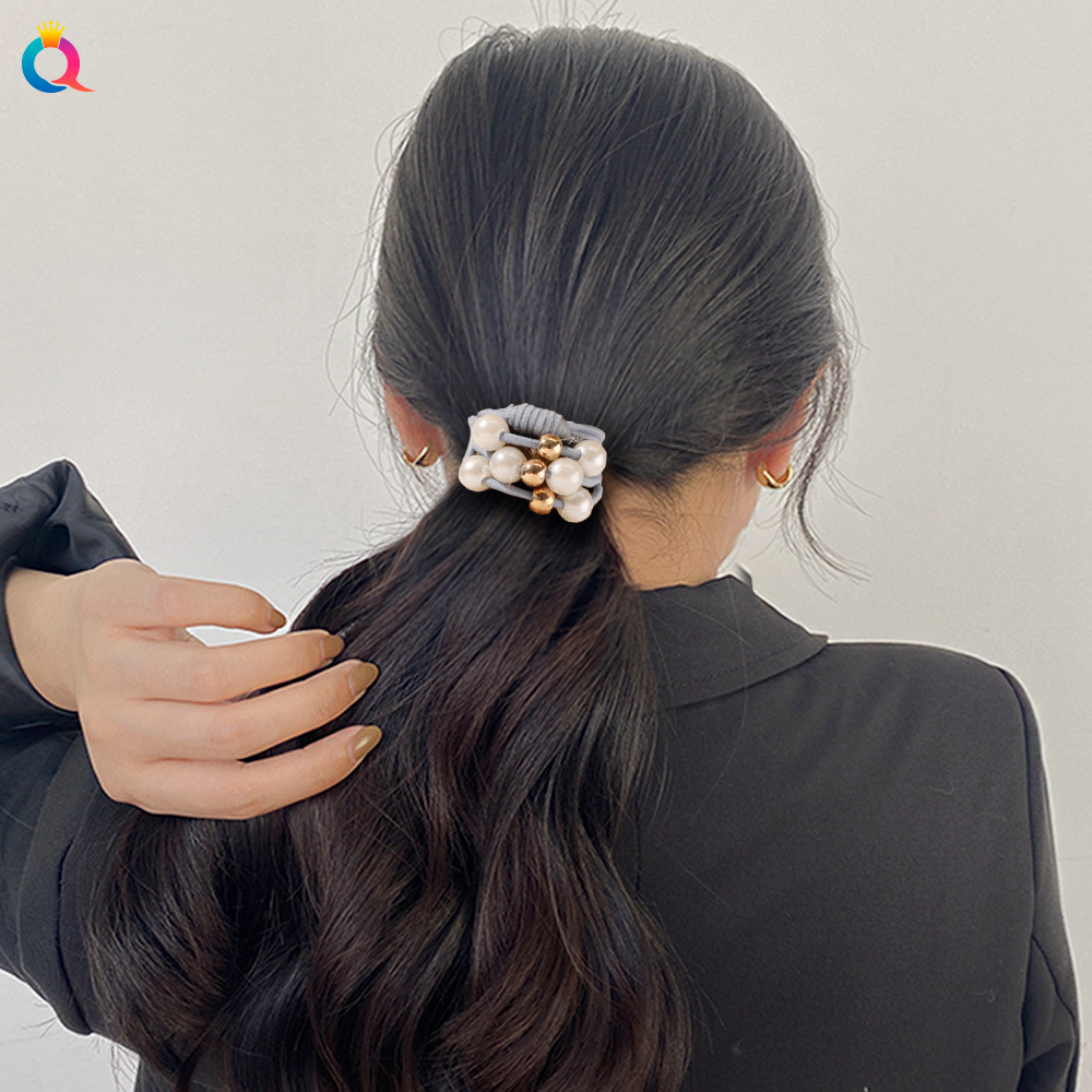 Korean simple pearl beaded hair tie, hair band, multi-layer elastic rubber band, hair tie, hair accessory, hair accessory A98 details Picture