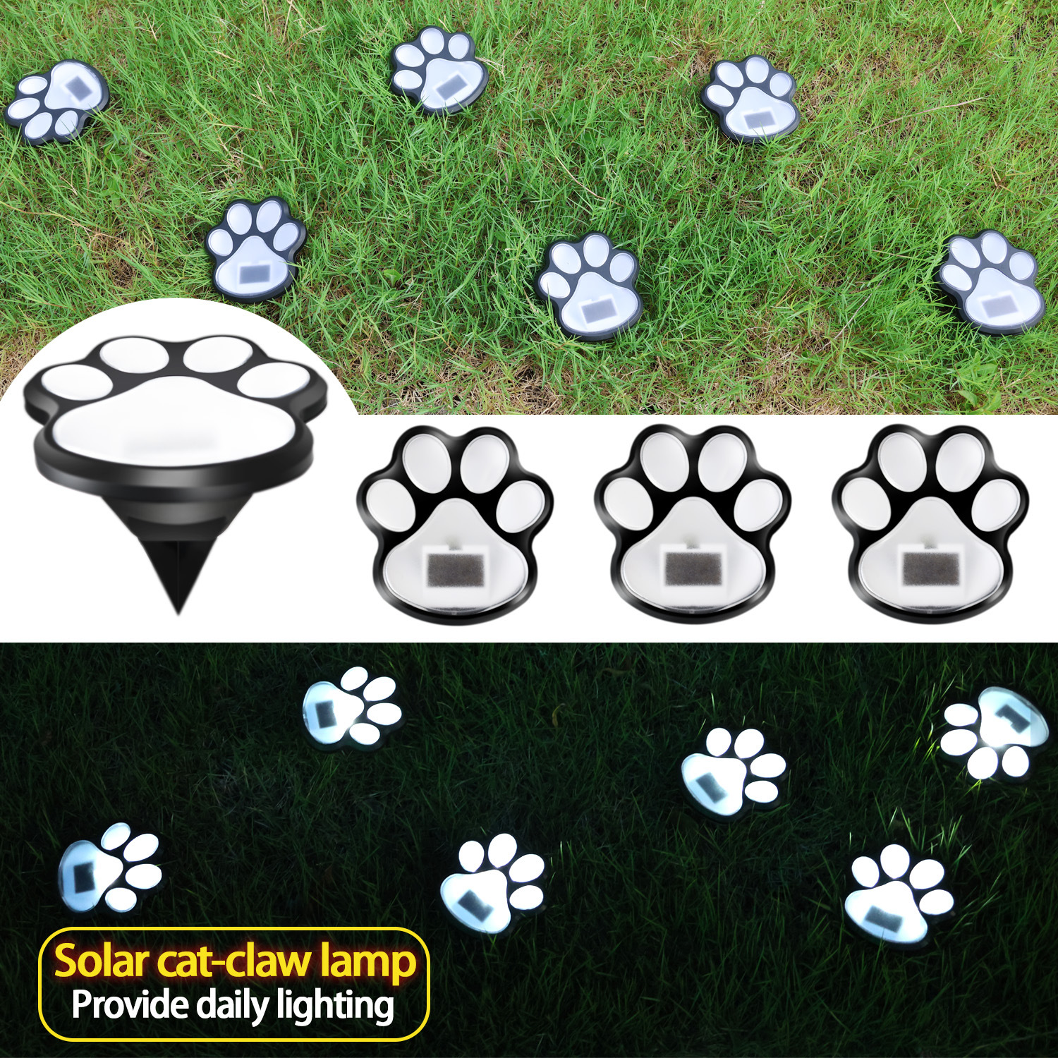 New solar cat paw lights, outdoor creative animal foot decoration lights, garden and courtyard waterproof lawn lights are in stock full figure