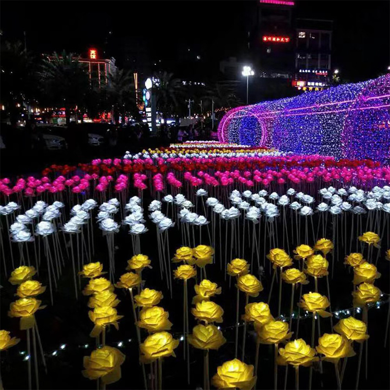 led rose ground insert light, outdoor waterproof luminous rose landscape courtyard decoration lighting, lawn light insert Application Scenario