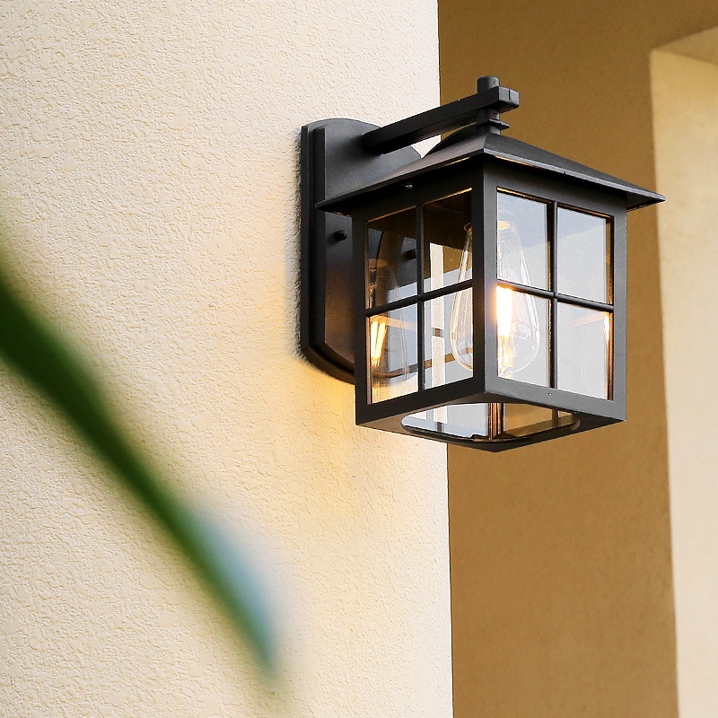 Simple European-style bedside bedroom lamp, outdoor waterproof courtyard villa street lamp, garden antique American-style wall lamp full figure