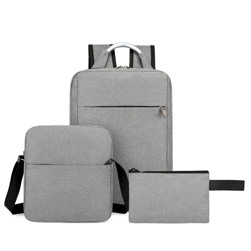 Simple backpack, men's fashionable notebook, USB computer bag, large-capacity backpack, business and casual three-piece set custom-made full figure