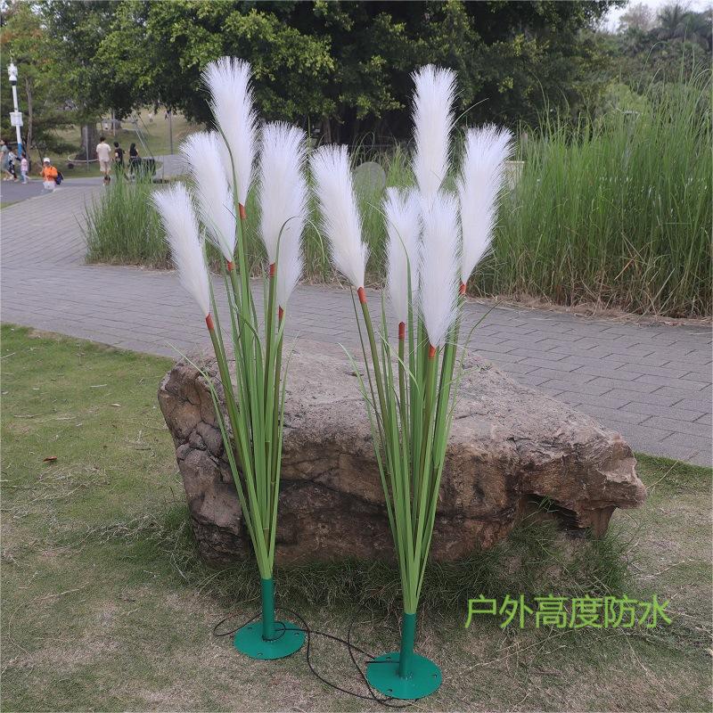 led simulation optical fiber five-head reed lamp, outdoor solar garden plant lamp, garden decorative lamp, landscape lamp details Picture