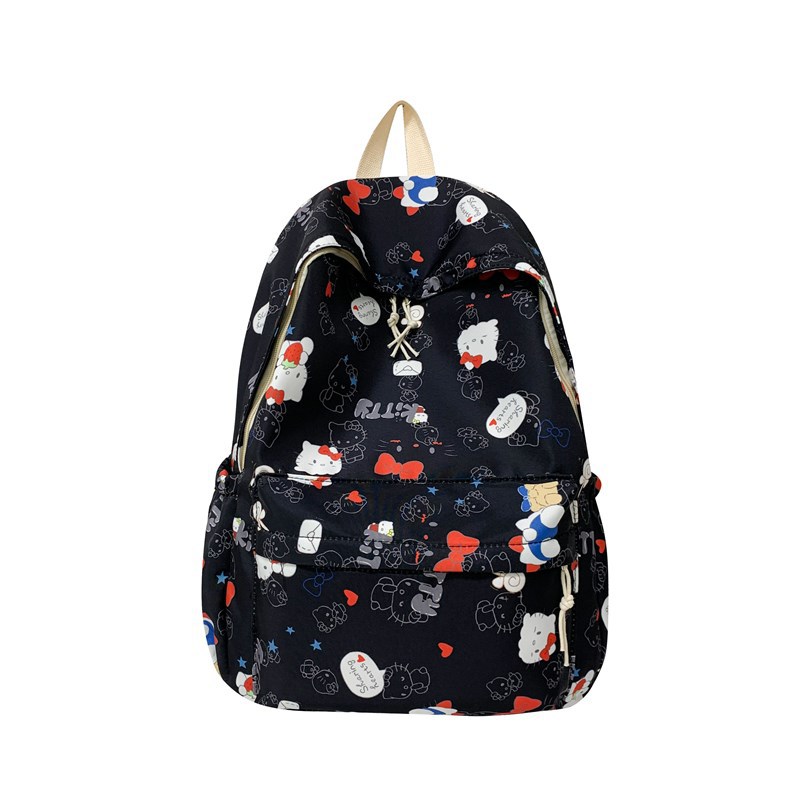 New graffiti schoolbag, ins style forest-themed college student backpack, lightweight shoulder strap, large capacity and cute backpack for students Item Picture