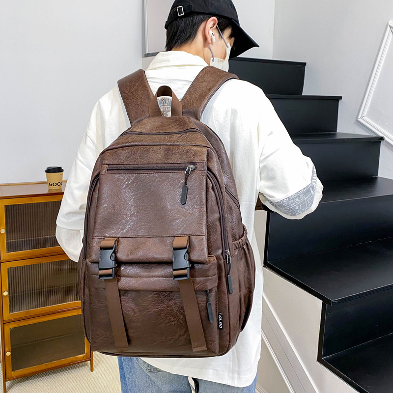 New large-capacity travel backpack for men, Korean-style college students, trendy and versatile solid color schoolbag, backpack and computer bag Specification drawing