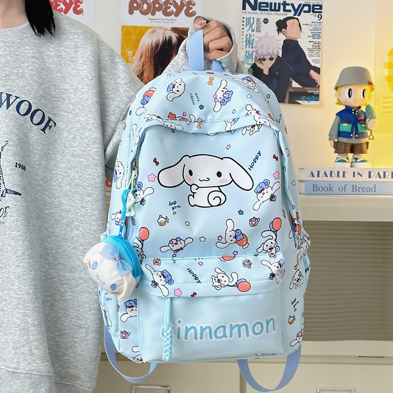Cartoon Kuromi Backpack for primary school students, a niche Korean version of the backrest shoulder strap, large-capacity casual backpack full figure
