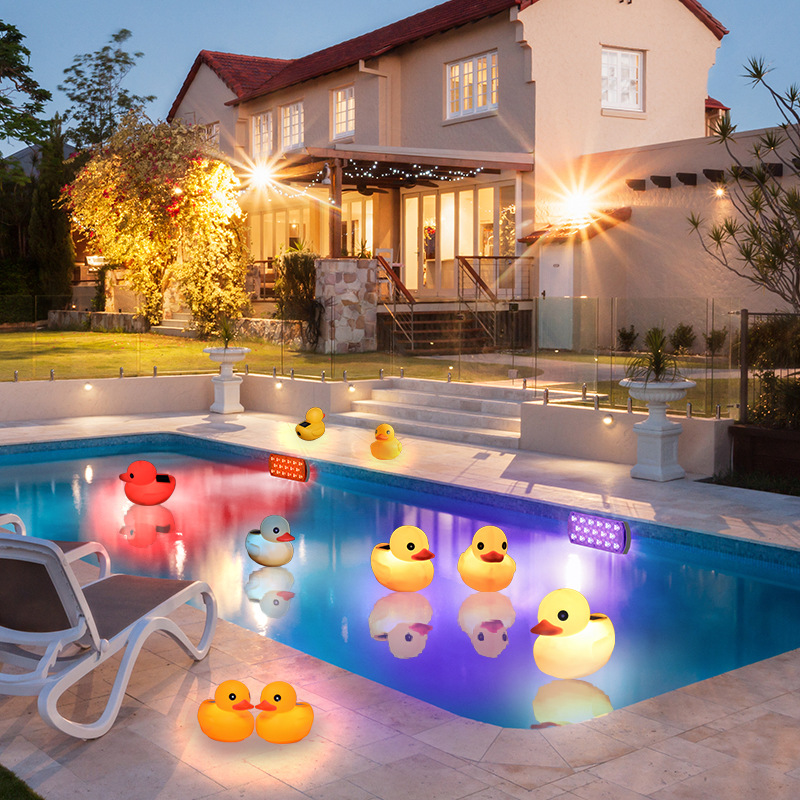 Cross-border e-commerce best-selling solar floating yellow duck remote control RGB color-changing waterproof swimming pool light and outdoor landscape light Application Scenario