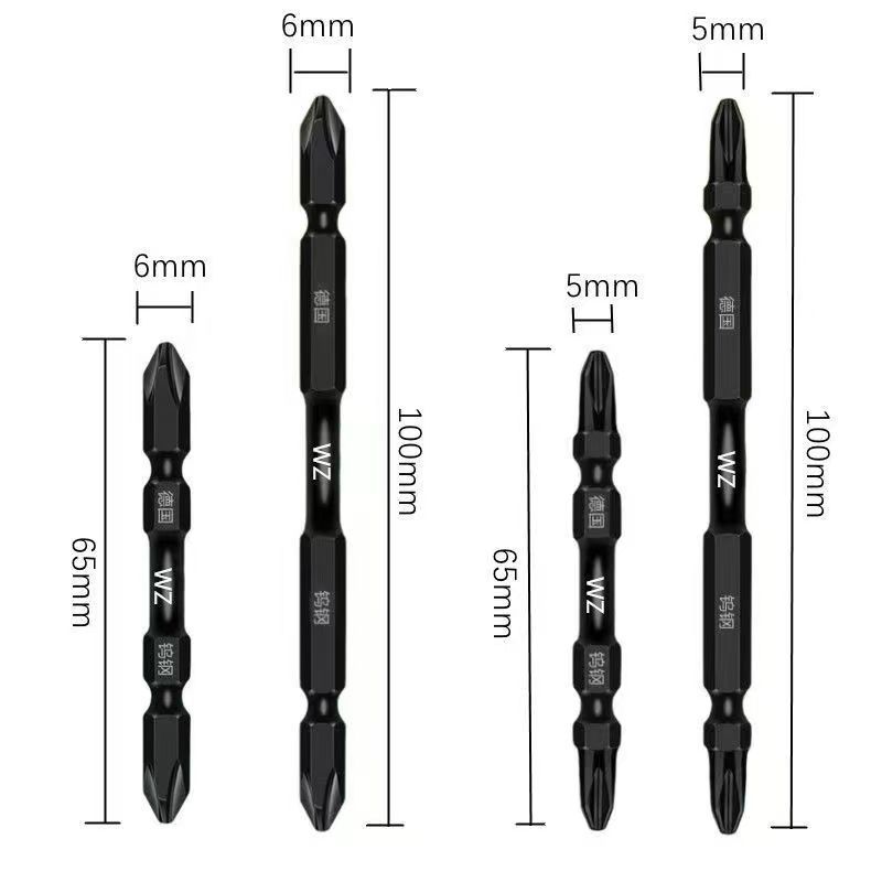 High-hardness cross-head tungsten steel extended strong magnetic head with hard electric screwdriver, manual small-head screwdriver bit set Specification drawing