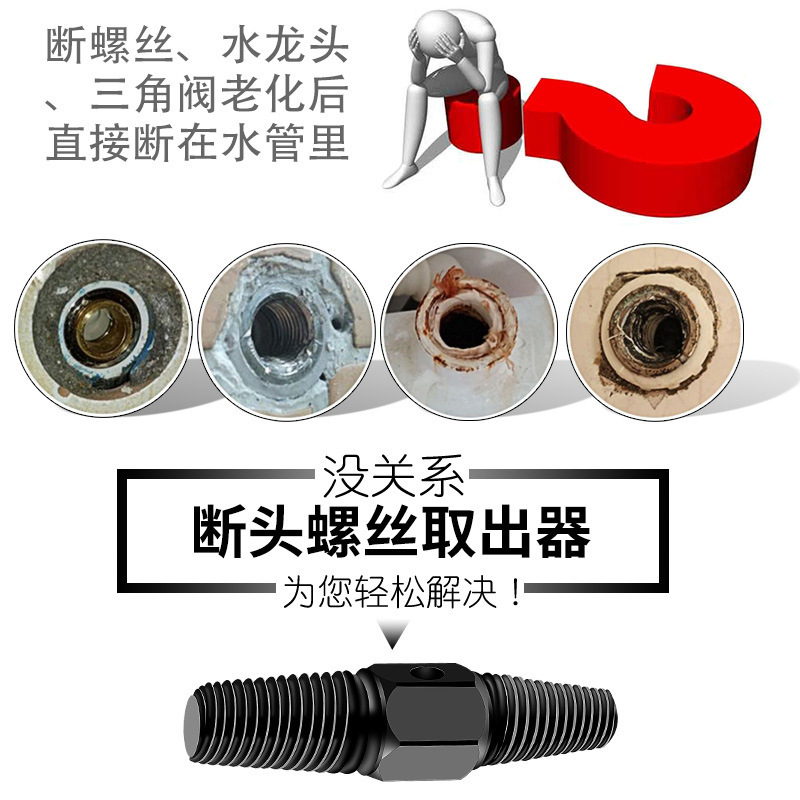 Double-head broken thread remover tool, universal screw, broken faucet and pipe thread, a magic tool for removing broken threads details Picture