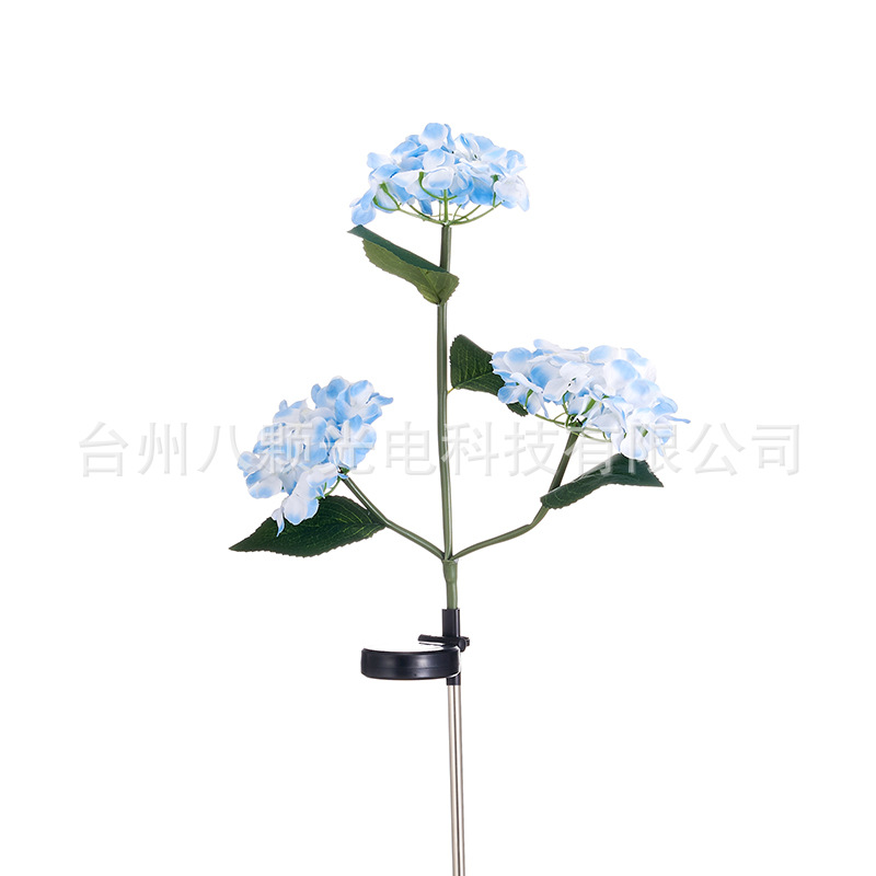 New 3-head solar-powered hydrangea flower lantern outdoor courtyard decoration LED simulation flower lantern Amazon supply Item Picture