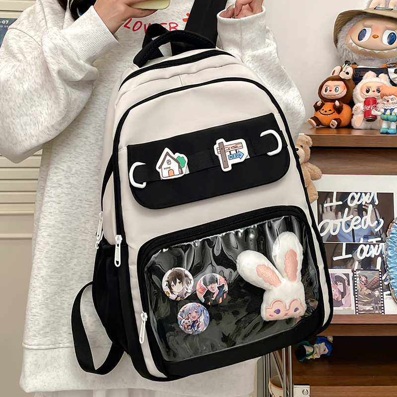 New Japanese-style transparent comic exhibition student large-capacity backpack, Baji Schoolbag and Guziwa backpack Application Scenario