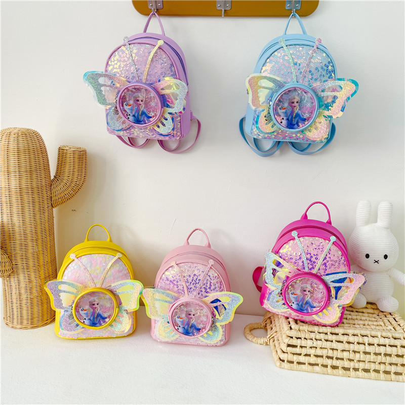 New sequined baby schoolbag for kindergarten girls, cute princess, 3-6 years old small class entry, small schoolbag, children's backpack 2 details Picture