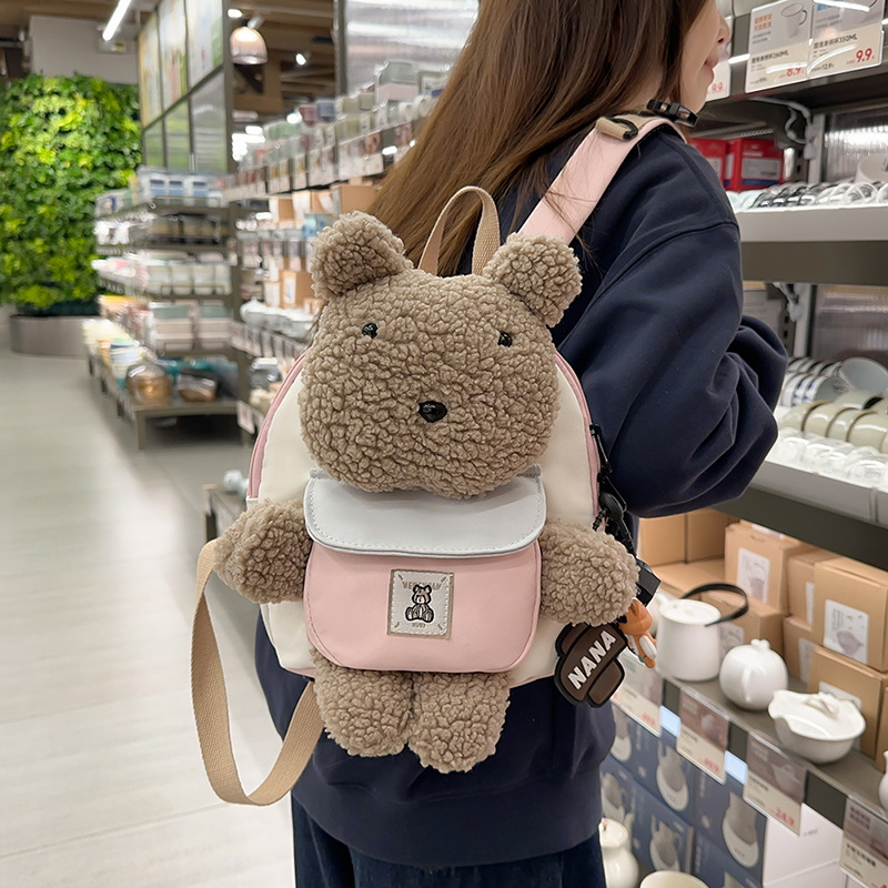 Cross-border gifts: Grey bear children's backpack, cute little baby schoolbag, cartoon doll, kindergarten backpack details Picture