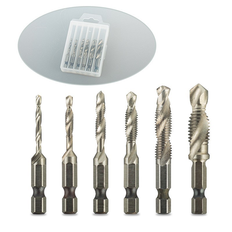 Yunbei high-speed steel composite tap hexagonal shank machine, spiral tap titanium-coated drill bit three-in-one drill hole tapping undefined
