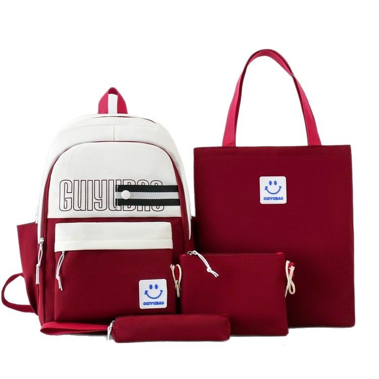 Cross-border foreign trade women's Bag 2025 New Style fashionable backpack, large capacity four-piece backpack set for junior and senior high school students Item Picture