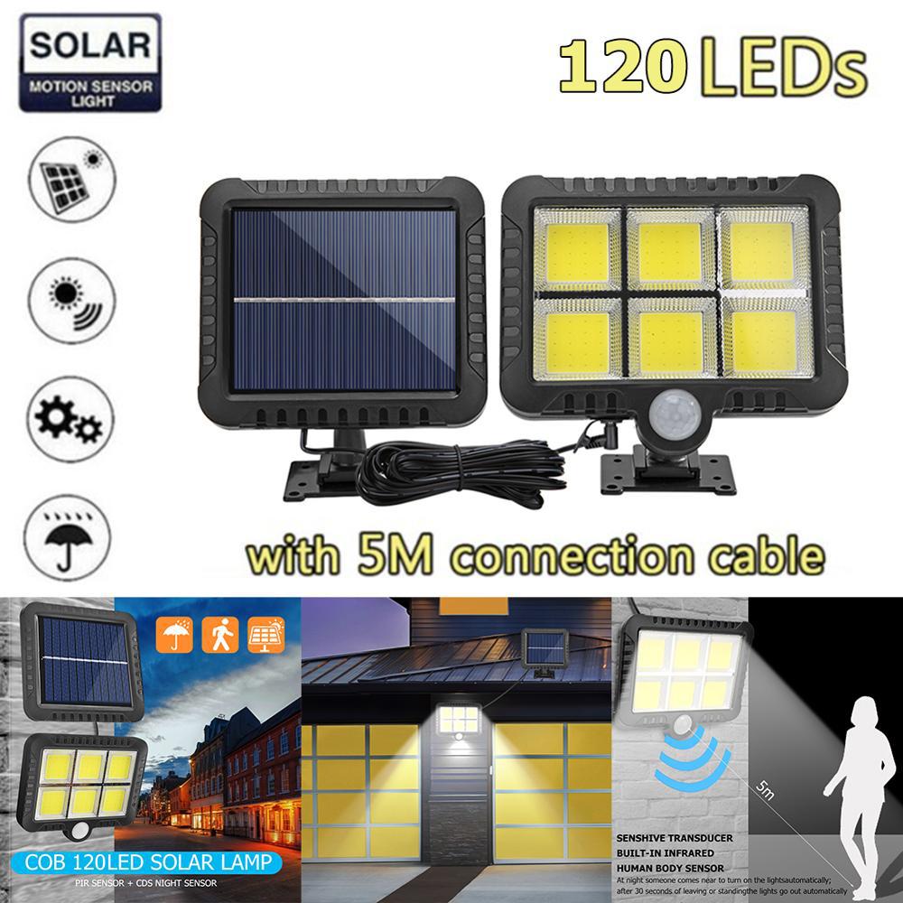 Wilder Cross-border 120LED solar split wall lamp, outdoor courtyard human body sensor wall lamp, split garage lamp full figure