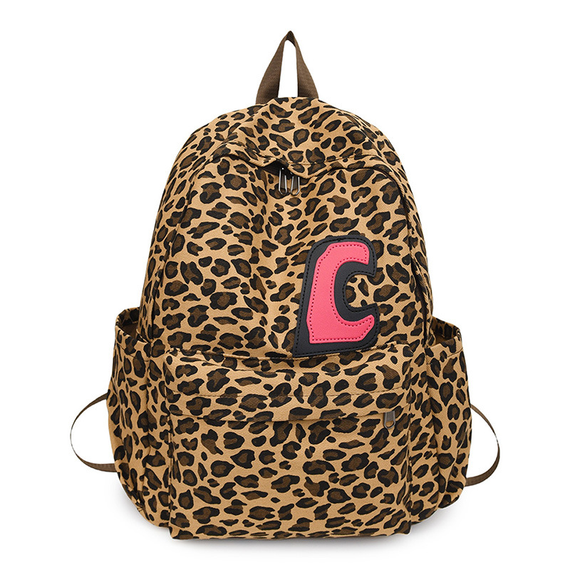 2024 New streetwear European and American hot girl fashion leopard print backpack, large-capacity casual and versatile backpack and schoolbag Item Picture