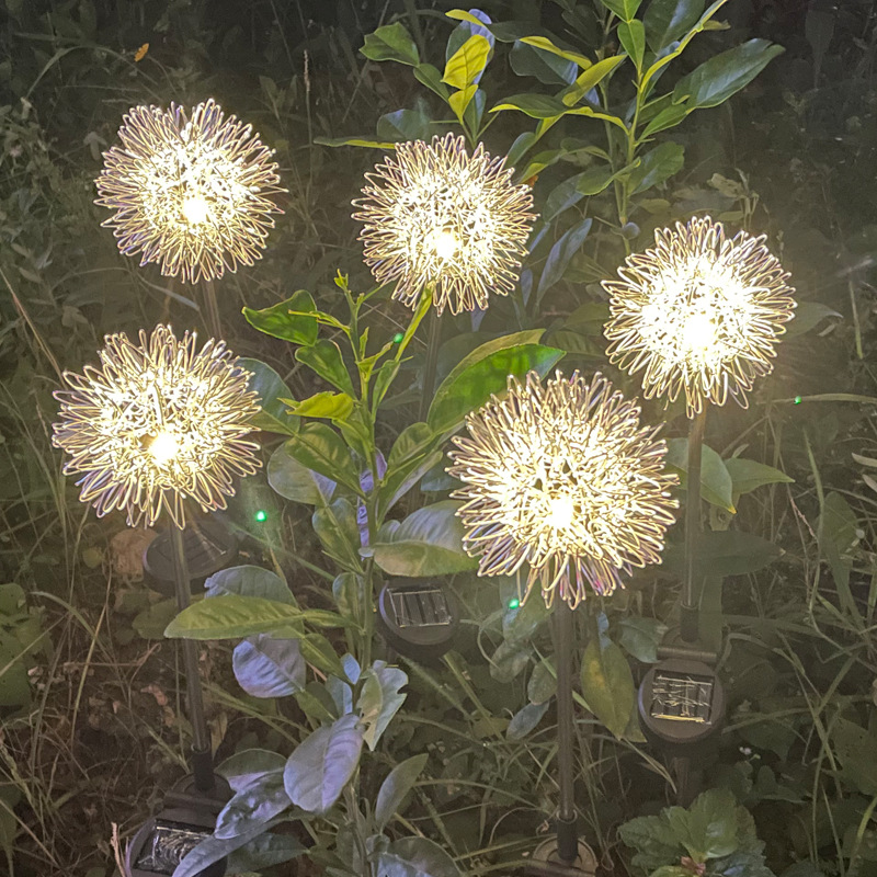 led solar energy type aluminum wire dandelion plug-in outdoor waterproof luminous aluminum wire ball lamp, courtyard garden lawn lamp Specification drawing