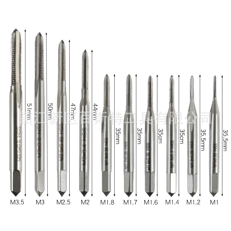 10PC mini straight slot high-speed steel small tap HSS6542 high-speed steel material tapping drill bit details Picture