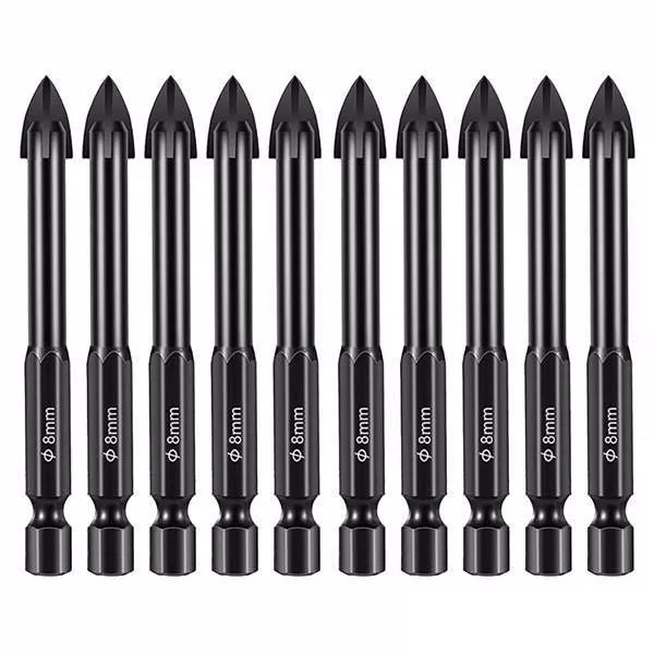 Cross-border tile short cross straight handle four-edge drill bit, full tile glass ceramic concrete cement wall triangular drill bit Specification drawing