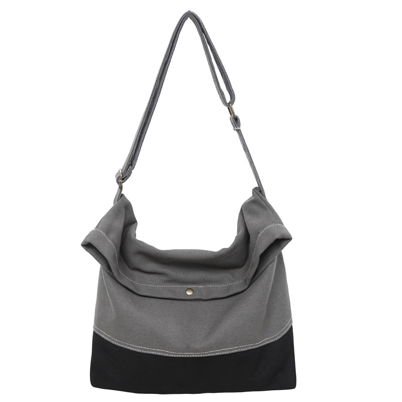 Women's large-capacity, unique and niche design canvas bag, fashionable and versatile, color-blocking casual single-shoulder bag, men's backpack Item Picture