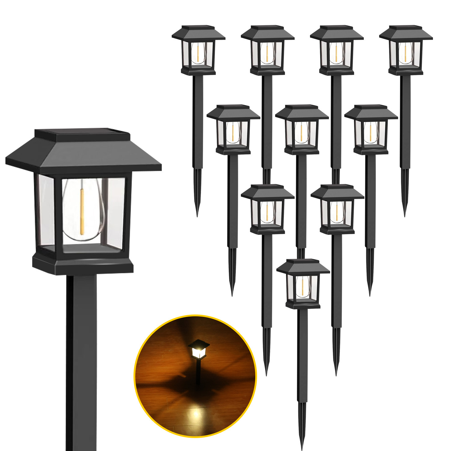 New outdoor rainproof solar tungsten filament lawn lights, small house lights, small square small palace lights, courtyard garden lights full figure
