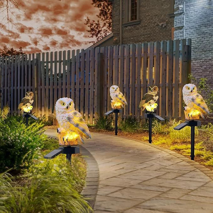 Solar resin landscape lights, owl lawn insert lights, LED outdoor waterproof decorative lights, courtyard atmosphere lights Specification drawing
