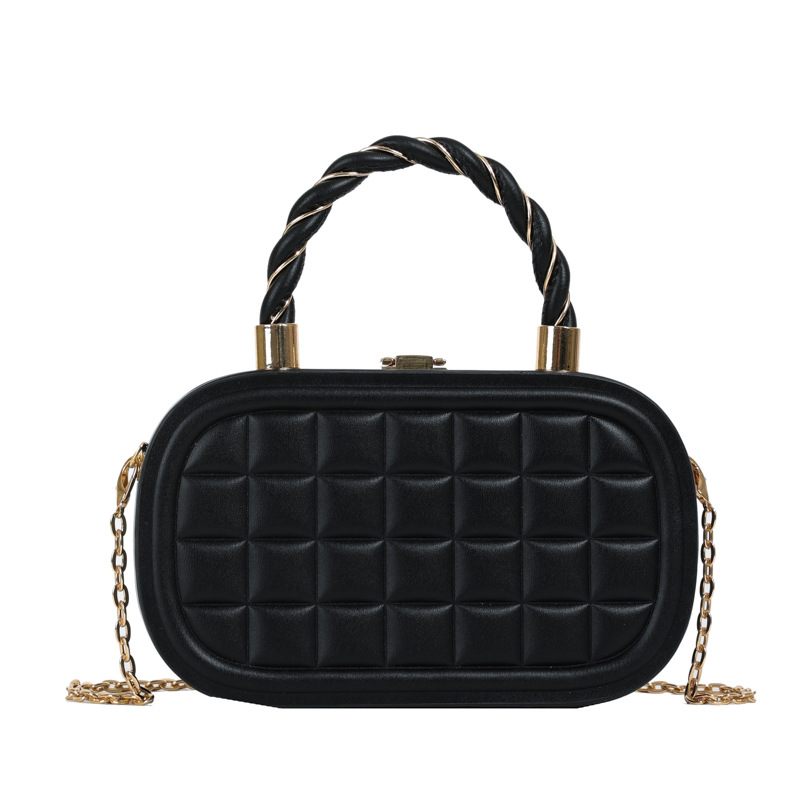 French chic small bag for women, new summer 2024 trendy woven hand-held box bag, chain single-shoulder crossbody bag Item Picture